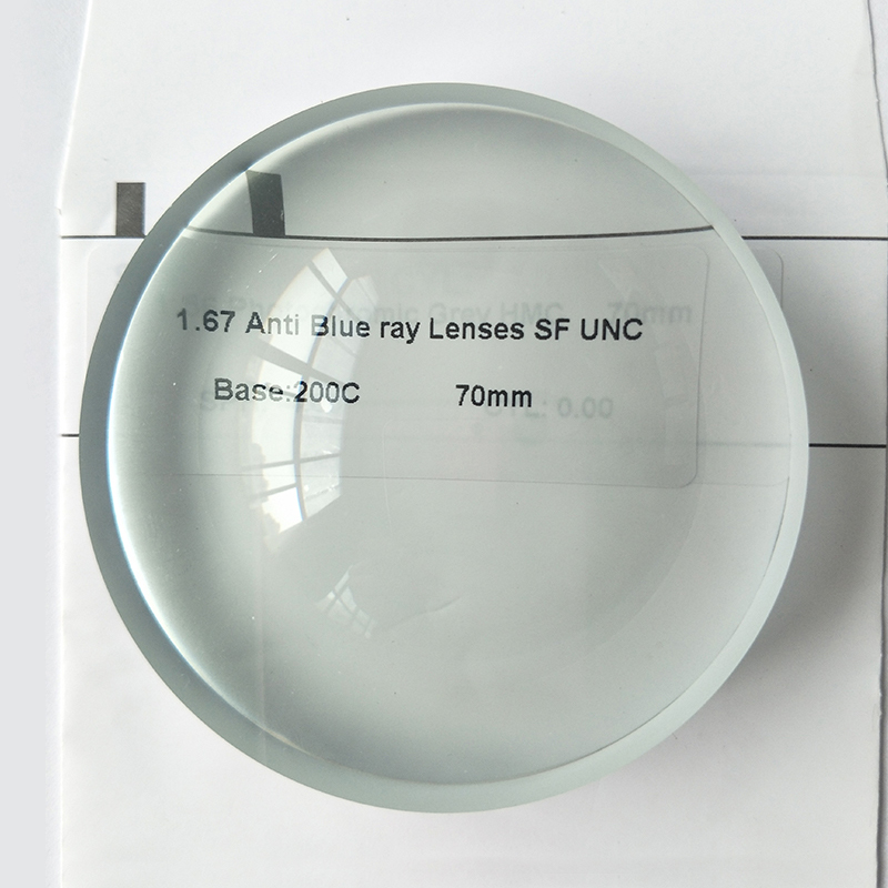 1,67 halvfærdig blå blok enkeltsynsobjektiv